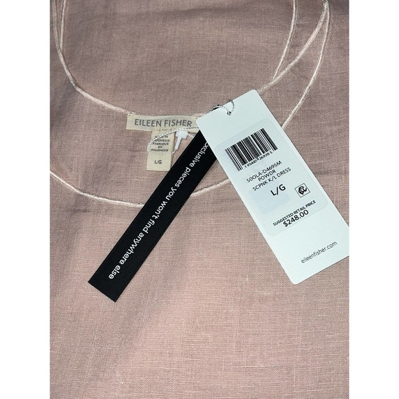 Eileen Fisher Organic Handkerchief Linen Powder Pink Tank Dress W/Slip $248 - Picture 5 of 14